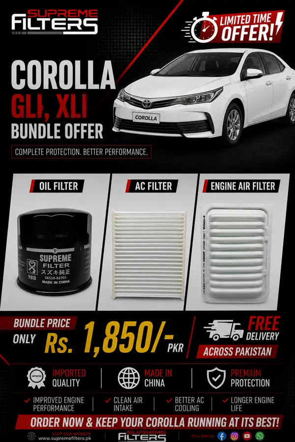 Toyota Corolla XLi GLI Air Oil Cabin Filter (BUNDLE OFFER) 