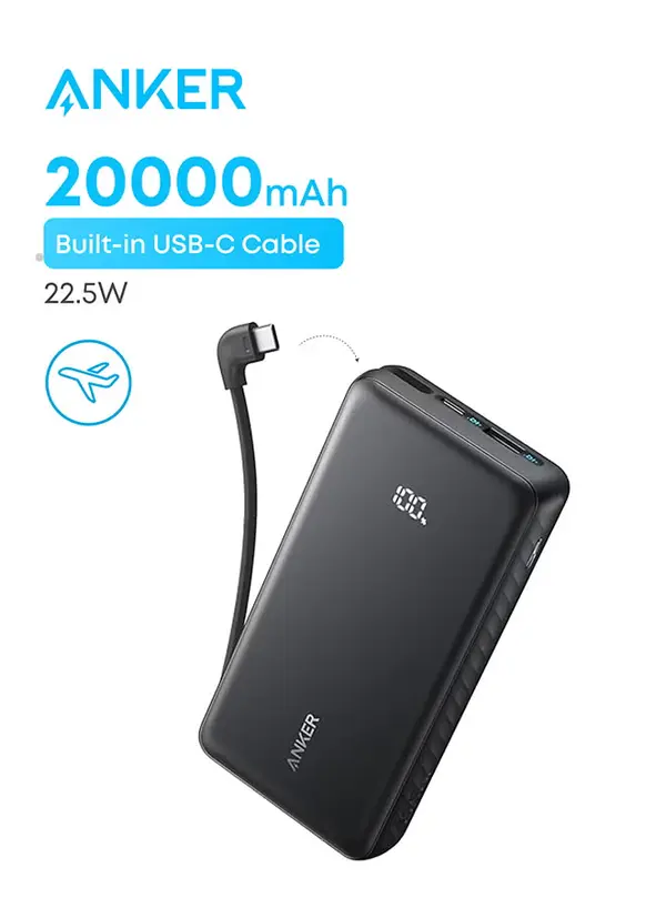 ANKER Zolo Power Bank 20000mAh – 22.5W Max Portable Charger (USB-C In & Out)