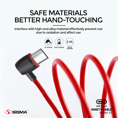Sigma Auto Disconnect 90 Degree 2.4A Ninety Cable – C1 – Type-C Cable