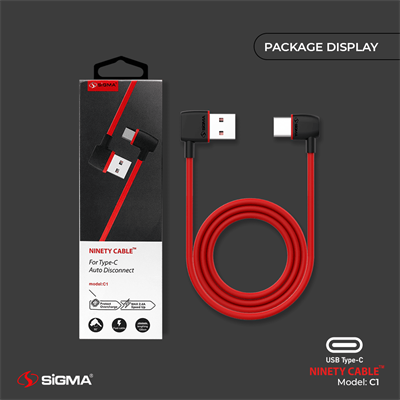Sigma Auto Disconnect 90 Degree 2.4A Ninety Cable – C1 – Type-C Cable