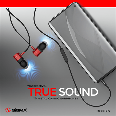 Sigma Premium Metal Casing In-ear Earphones with Mic – S16