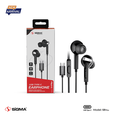 Sigma Ready to play Stereo In-ear Earphones with Mic – S9 Plus Type-C
