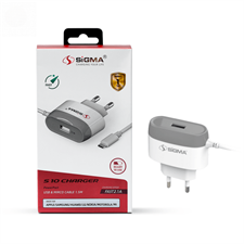 Sigma Micro 2.1A Single USB Wall Charger with built-in Cable – S10