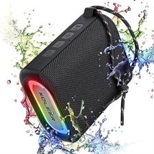 KOLEER S31 Bluetooth Speaker Waterproof IPX7 with Lights, Portable Wireless Speakers with Bluetooth5.0, 10W Loud Stereo, Strong Bass, 30H Playtime, FM/AUX/Mic/TWS, for Home & Outdoor
