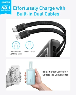 ANKER Zolo Power Bank 20000mAh Built-in USB-C and Lightning Cable – A1681