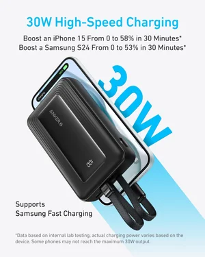 ANKER Zolo Power Bank 20000mAh Built-in USB-C and Lightning Cable – A1681
