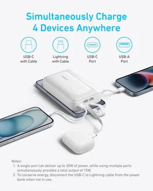 ANKER Zolo Power Bank 20000mAh Built-in USB-C and Lightning Cable – A1681