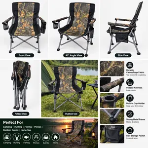 Folding Camping Chair with Armrests & Cup Holder