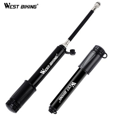 WEST BIKING 120PSI Mini Bike Pump Aluminum Alloy Bicycle Hand Air Pump Tire Inflator Schrader Presta
