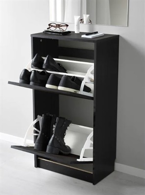 IKEA Shoe cabinet with 2 compartments, black/brown 49x28x93 cm