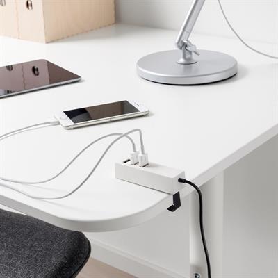 USB charger with clamp, white
