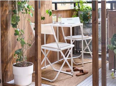 Table+2 folding chairs, outdoor, white/white