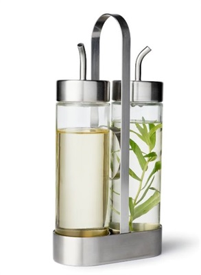 IKEA ORTFYLLD 3-piece oil/vinegar set, glass/stainless steel