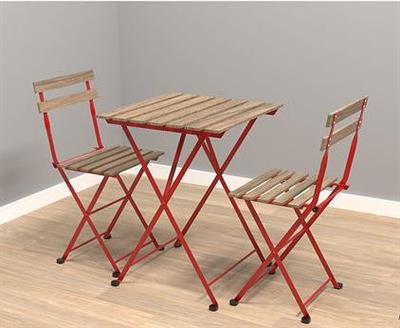 IKEA Table+2 chairs, outdoor, red/light brown stained