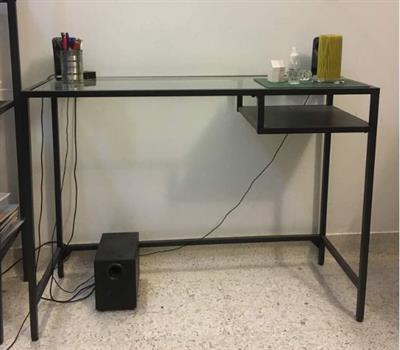 IKEA Laptop table, black-brown/glass100x36 cm