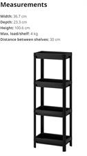 IKEA Shelf unit, Vesken, black white colors , 37x23x101 cm, 4 tiers