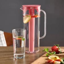 Jug with lid, Pink /transparent, 1.7 l