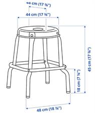 IKEA Raskog Stool, Black Steel, Epoxy/polyester powder coating