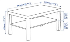 IKEA Coffee table, black-brown 90x55 cm
