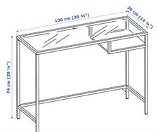 IKEA Laptop table, black-brown/glass100x36 cm