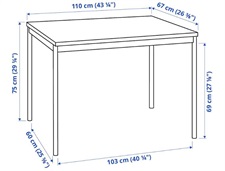 IKEA Table set for 4 person, Table and 4 chairs, black 110 cm