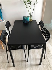 IKEA Table set for 4 person, Table and 4 chairs, black 110 cm