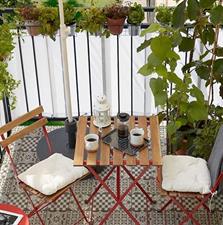 IKEA Table+2 chairs, outdoor, red/light brown stained