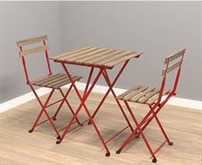IKEA Table+2 chairs, outdoor, red/light brown stained