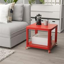 IKEA Side Table on Castors, Red/Grey 50x50 cm