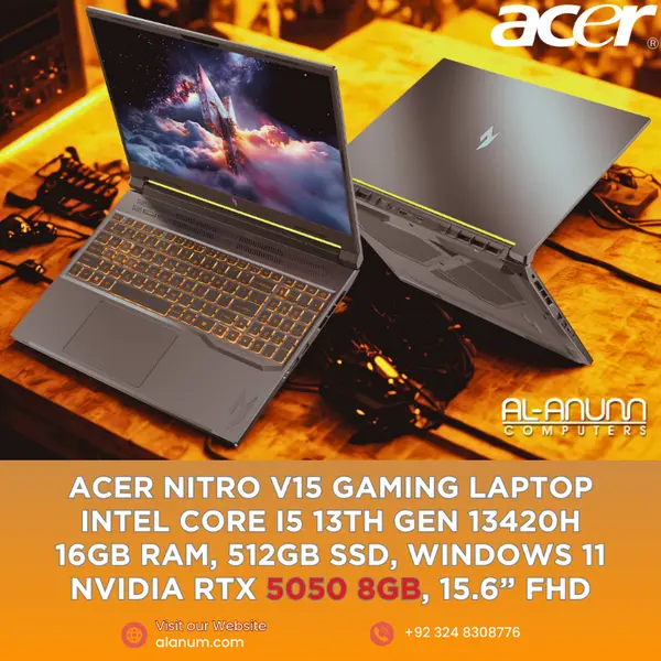 Acer Nitro V15 – 13th Gen Core i5, RTX 5050 8GB, 165Hz Display Gaming Laptop in Pakistan
