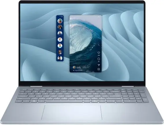 Dell 16 Plus 2-in-1 Laptop – Intel Core Ultra 7 256V, 16GB RAM, 1TB SSD, 16” WUXGA Touchscreen, FP Reader, Backlit Keyboard, Windows 11 – Ice Blue