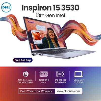 Dell Inspiron 3530 - 13th Gen Core i5, 8GB RAM, 512GB SSD, 15.6″ FHD, DOS, Silver, Dell Local Warranty