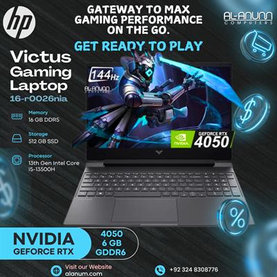 HP Victus Gaming Laptop 16-r0026nia – 13th Gen Intel Core i5-13500H, 16GB RAM, 512GB SSD, NVIDIA RTX 4050 6GB, 16.1" FHD 144Hz Display, Backlit Keyboard, DOS – Blue