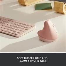 Logitech Lift Vertical Ergonomic Mouse - Ergo Series, Wireless, Bluetooth or Logi Bolt USB - Rose