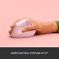 Logitech Lift Vertical Ergonomic Mouse - Ergo Series, Wireless, Bluetooth or Logi Bolt USB - Rose