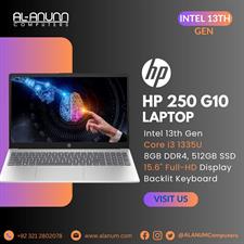 HP Laptop 250 G10 – Intel Core i3 13th Gen, 8GB RAM, 512GB SSD, 15.6" FHD, Backlit Keyboard, DOS – Silver**