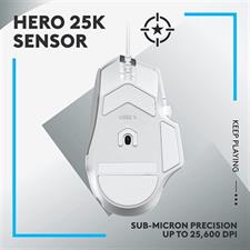 Logitech G502 X Gaming Mouse, Hero 25K Sensor, Wired, White