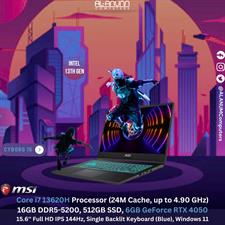 MSI Cyborg 15 A13VE, Ci7 13TH, 16GB, 512GB SSD, 6GB GeForce RTX 4050, 15.6'' Full HD IPS, BL-K, W11, BLACK