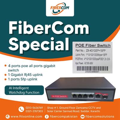 4 ports poe switch with rj45 and sfp port uplink