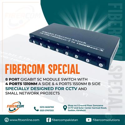 8 Ports Fiber Giga + 2 Lan Giga Fiber Network Switch