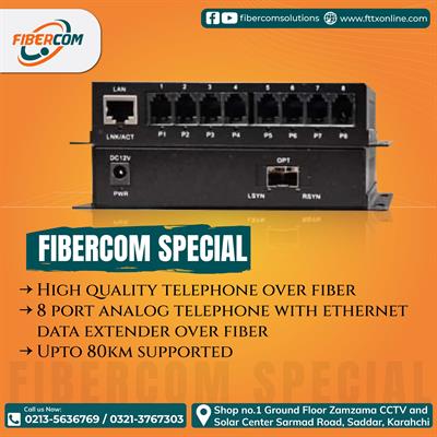 8 Ports Telephone + 1 Port Lan Fiber Media Converter