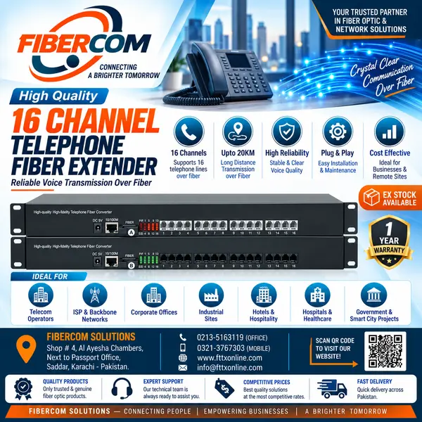 16 Port Telephone + 1 Port Lan Fiber Media Converter