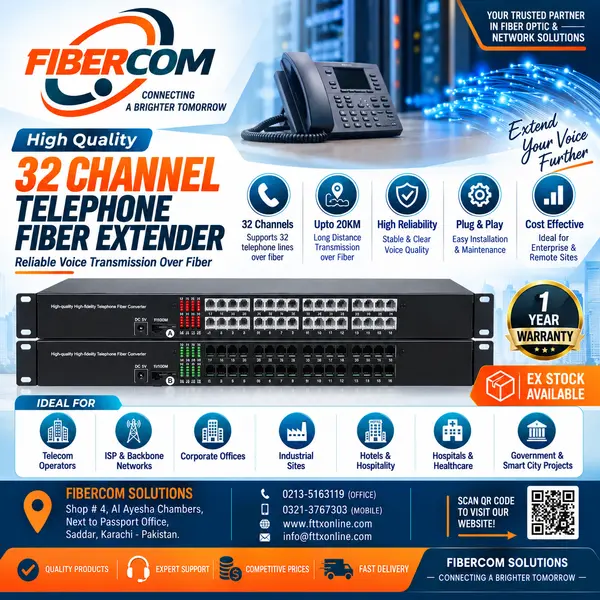 32 Port Telephone + 1 lan to Fiber Media Converter