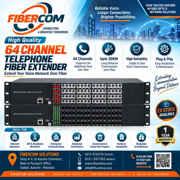 64 Port Telephone + 1 lan to Fiber Media Converter