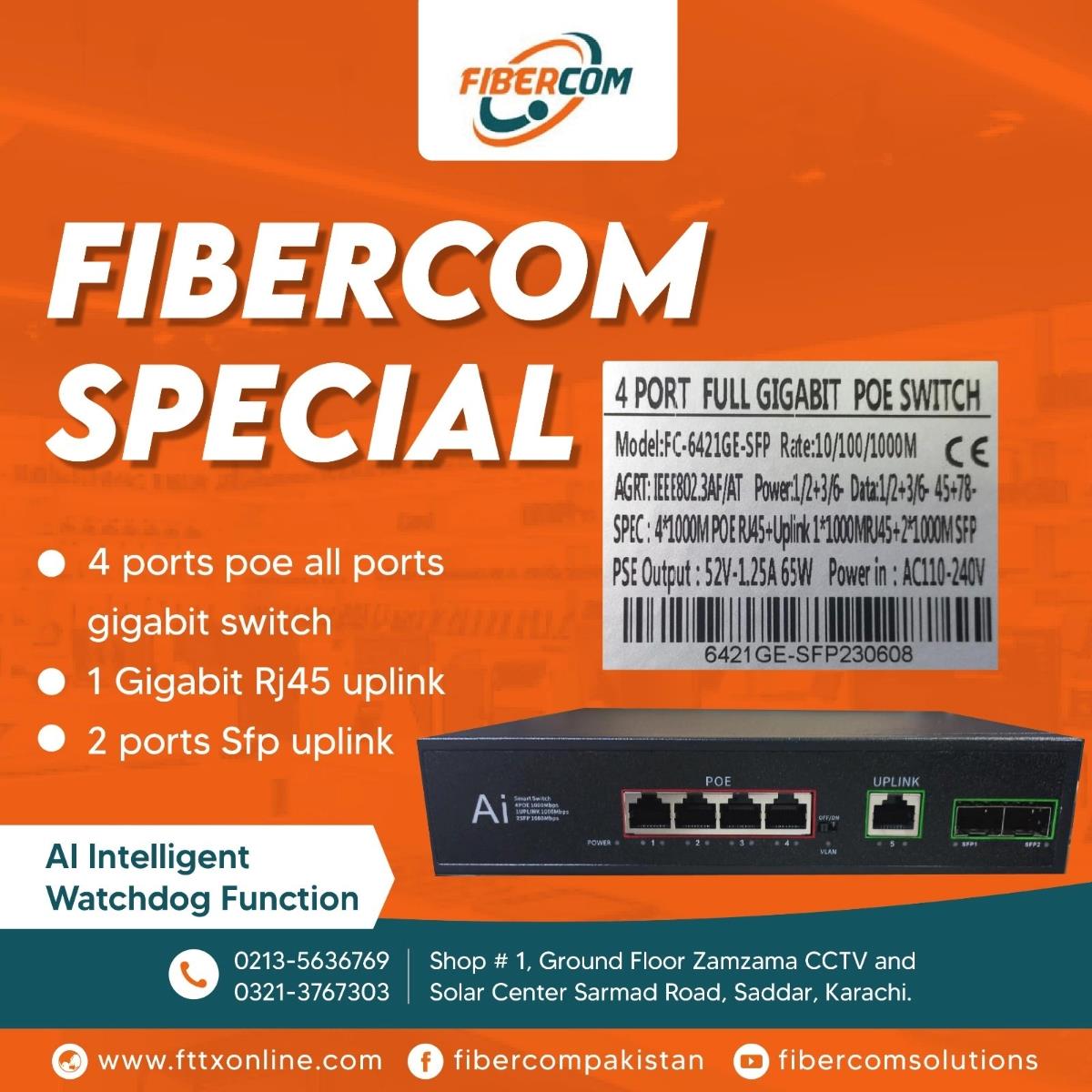 4 ports poe switch with 2 sfp uplink