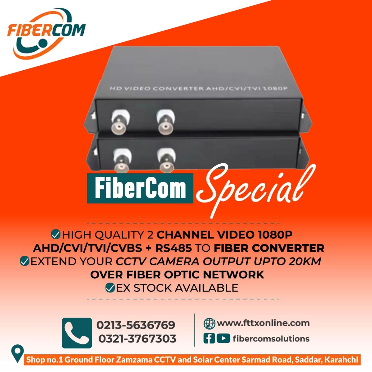 2 Port Video to Fiber Converter 1080P