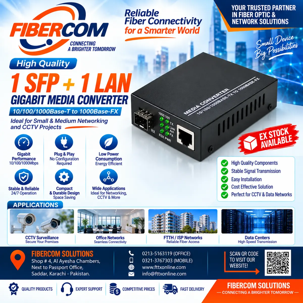 1 Port SFP + 1Lan Giga Media Converter