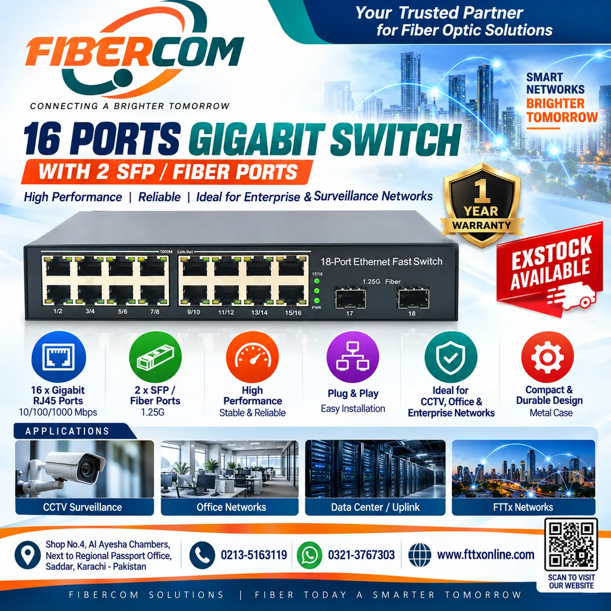 2 Port SFP + 16 Lan Giga Switch
