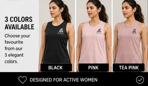AuraX Female Solid Colored Workout Tan Top Sport Shirt | Sports TanTop Sleeveless Mesh Tennis Golf Crew Neck