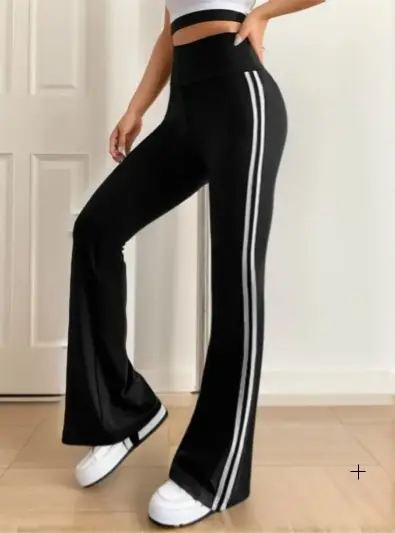 AuraX High Waisted Flare Leggings | Yoga Pants for Women with Side Stripe Design